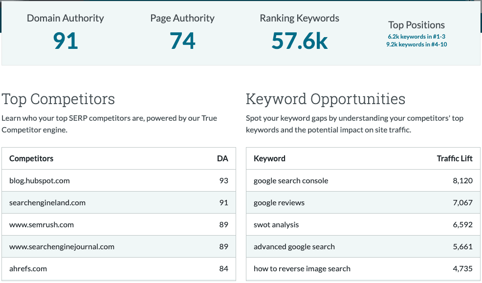 Top Competitors and Keyword Opportunities