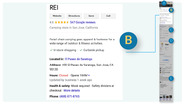 Section B of Google Business Profile