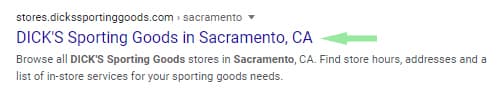 Local title tag example in SERP.