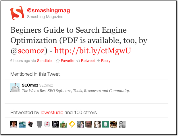 Smashing Magazine's Tweet about the beginner's guide