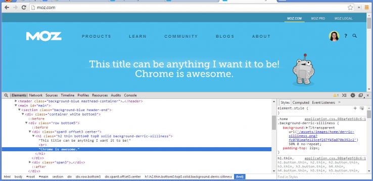 rewriting html in chrome