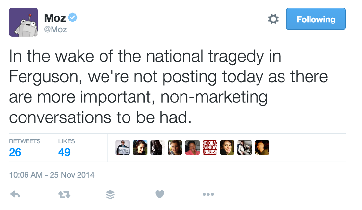 Moz's Ferguson empathy tweet
